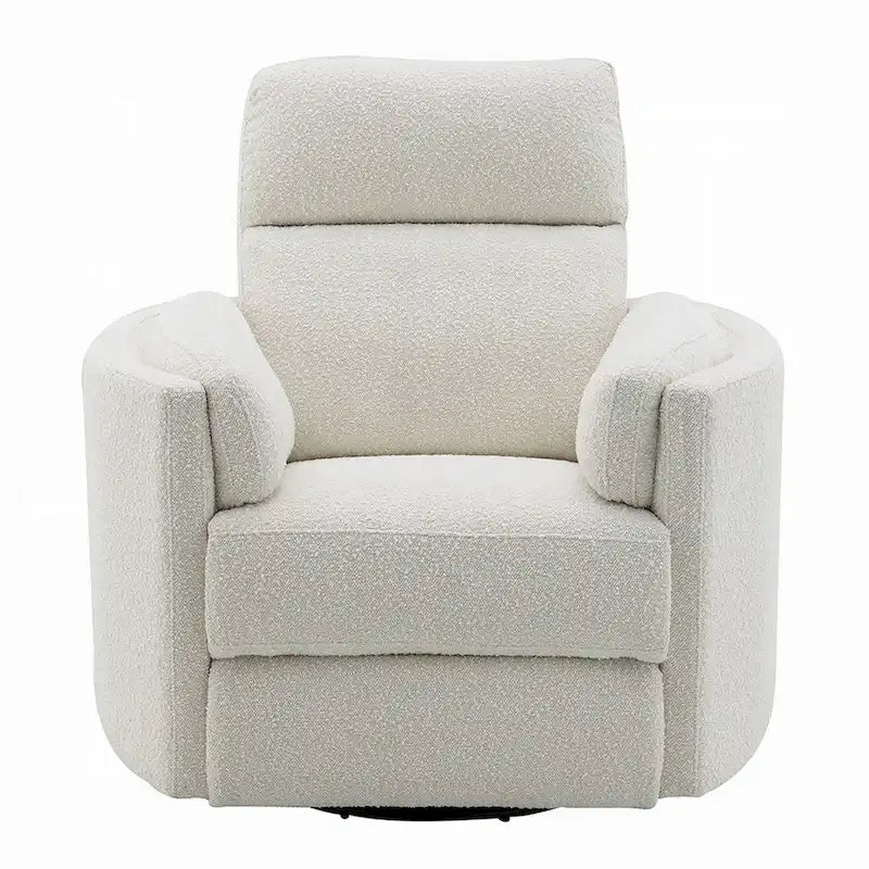 Sillón reclinable giratorio y planeador Boucle beige, un solo asiento
