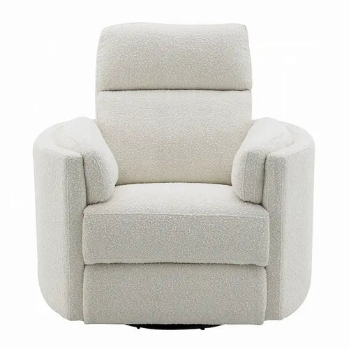 Sillón reclinable giratorio y planeador Boucle beige, un solo asiento