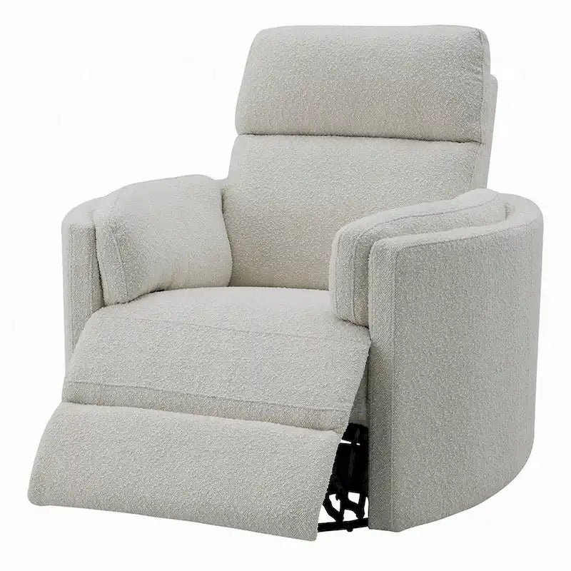 Sillón reclinable giratorio y planeador Boucle beige, un solo asiento