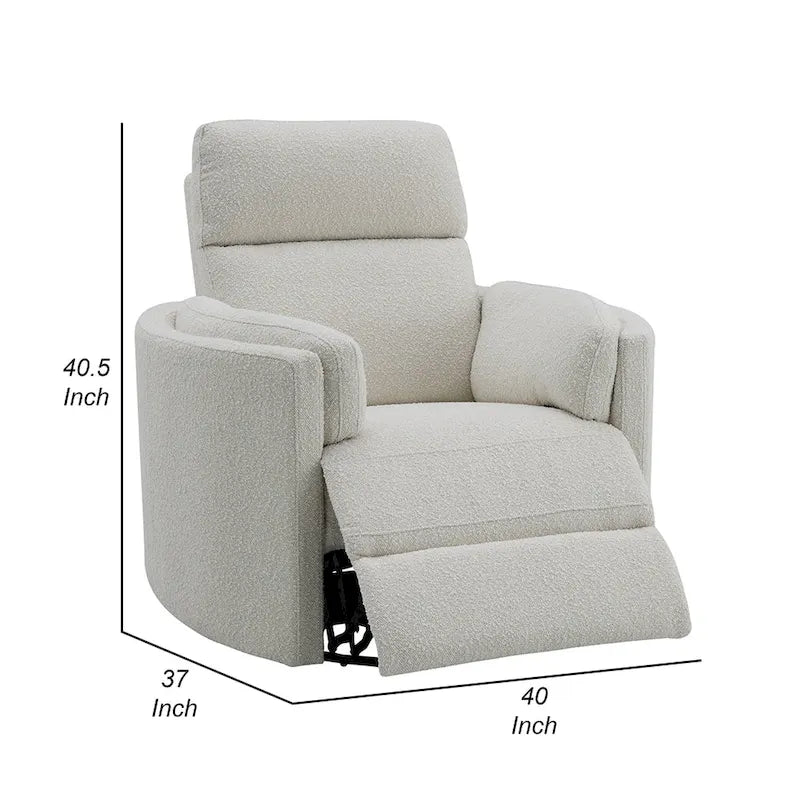 Sillón reclinable giratorio y planeador Boucle beige, un solo asiento