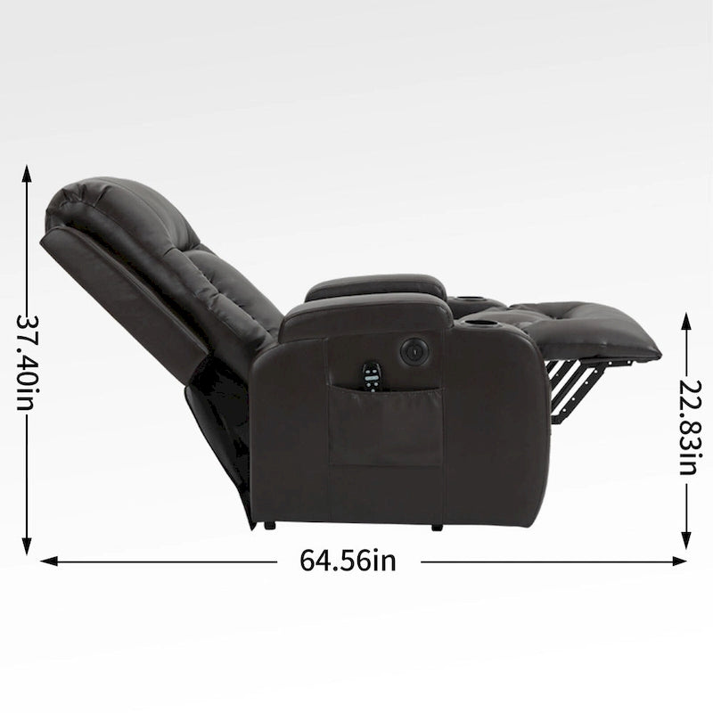 Sillón reclinable elevador eléctrico con masaje y calor – Negro/Gris/Marrón, Un asiento