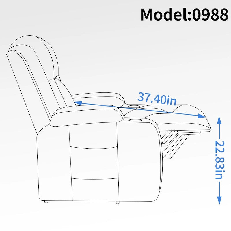 Sillón reclinable elevador eléctrico con masaje y calor – Negro/Gris/Marrón, Un asiento