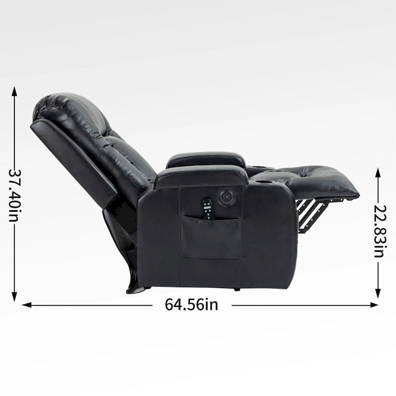 Sillón reclinable elevador eléctrico con masaje y calor – Negro/Gris/Marrón, Un asiento