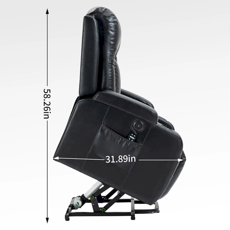 Sillón reclinable elevador eléctrico con masaje y calor – Negro/Gris/Marrón, Un asiento