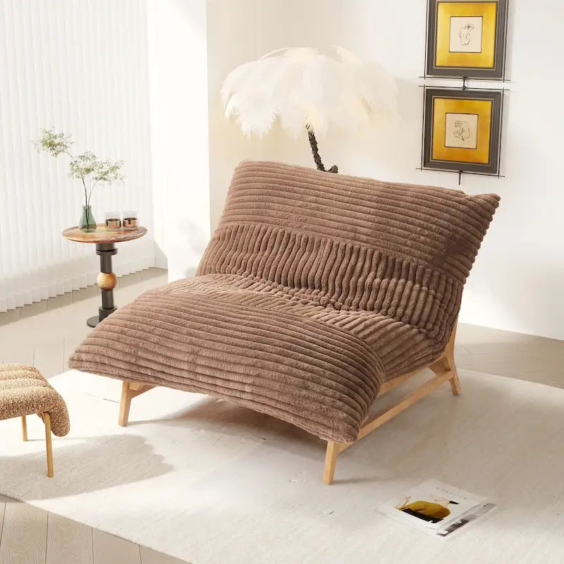 Marrón/Negro/Beige, Sillón Puf de Pana Acolchada, 1 Persona