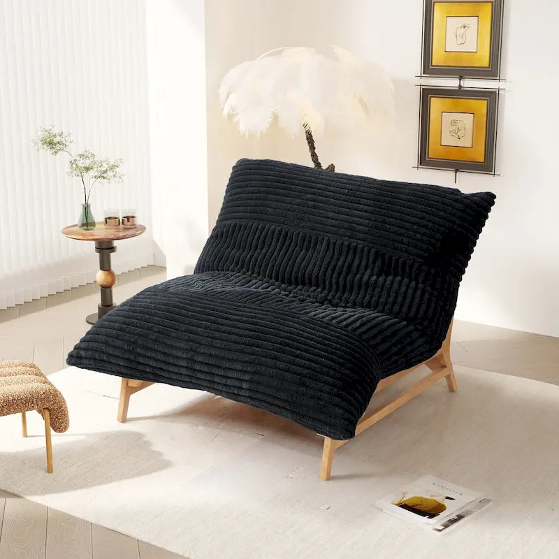 Marrón/Negro/Beige, Sillón Puf de Pana Acolchada, 1 Persona
