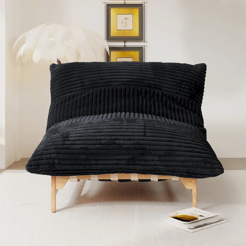 Marrón/Negro/Beige, Sillón Puf de Pana Acolchada, 1 Persona