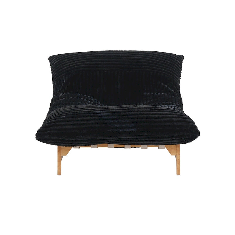 Marrón/Negro/Beige, Sillón Puf de Pana Acolchada, 1 Persona