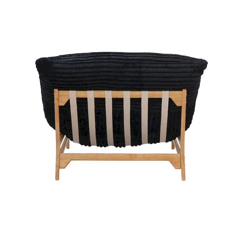 Marrón/Negro/Beige, Sillón Puf de Pana Acolchada, 1 Persona