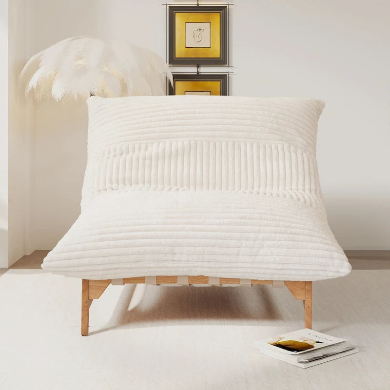 Marrón/Negro/Beige, Sillón Puf de Pana Acolchada, 1 Persona