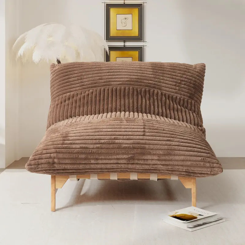 Marrón/Negro/Beige, Sillón Puf de Pana Acolchada, 1 Persona