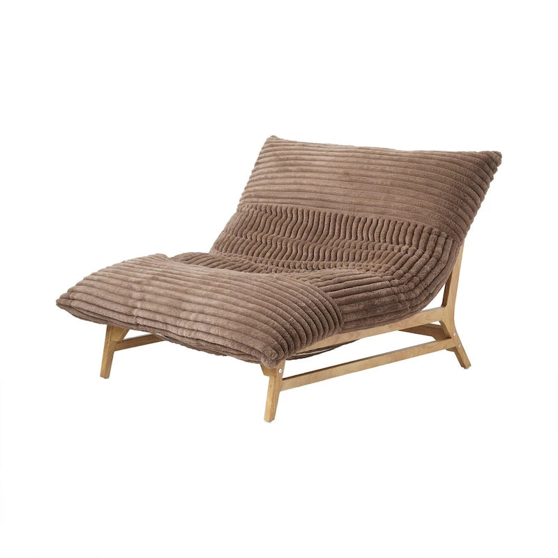 Marrón/Negro/Beige, Sillón Puf de Pana Acolchada, 1 Persona