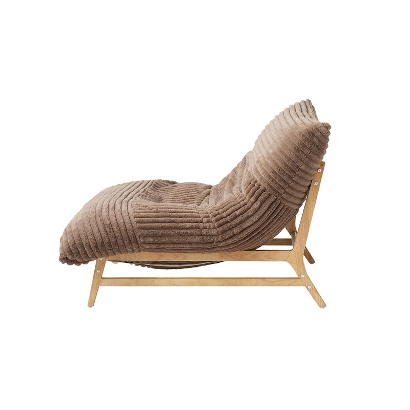 Marrón/Negro/Beige, Sillón Puf de Pana Acolchada, 1 Persona