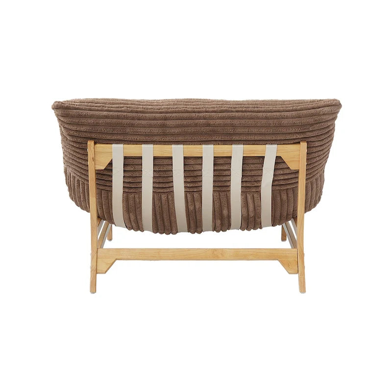 Marrón/Negro/Beige, Sillón Puf de Pana Acolchada, 1 Persona