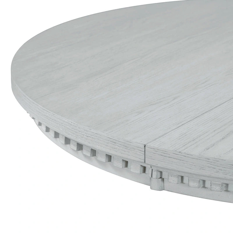 Juego de comedor redondo retro extensible gris antiguo para 5 personas (mesa + 4 sillas)