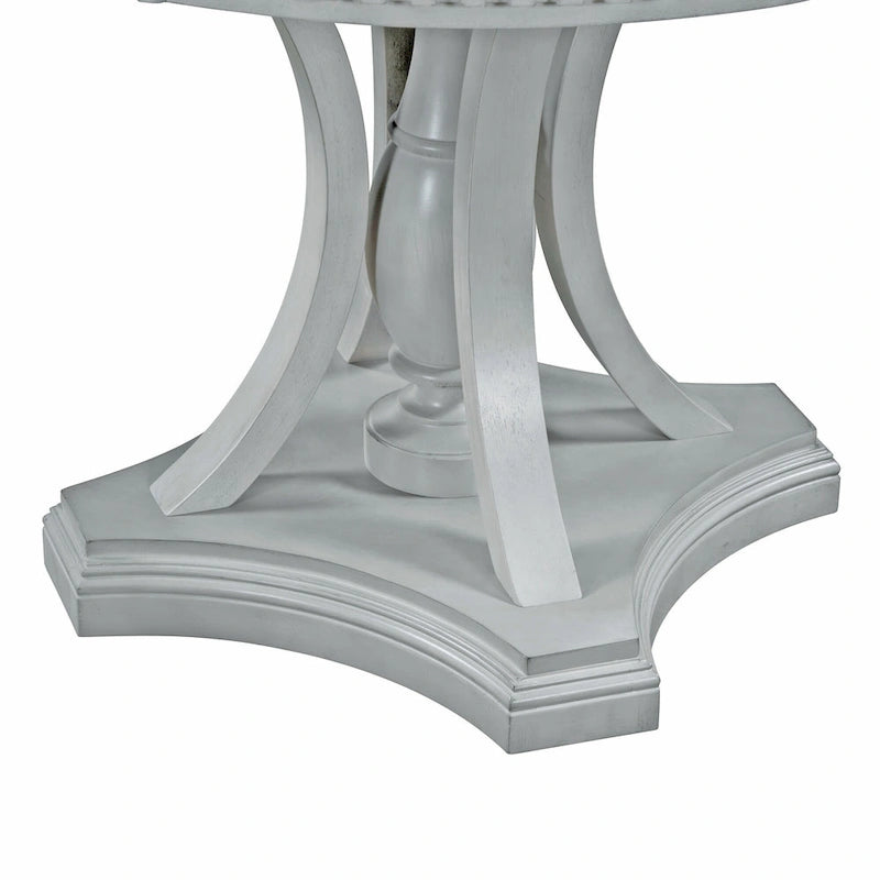 Juego de comedor redondo retro extensible gris antiguo para 5 personas (mesa + 4 sillas)