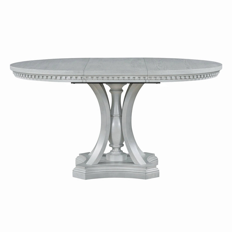 Juego de comedor redondo retro extensible gris antiguo para 5 personas (mesa + 4 sillas)