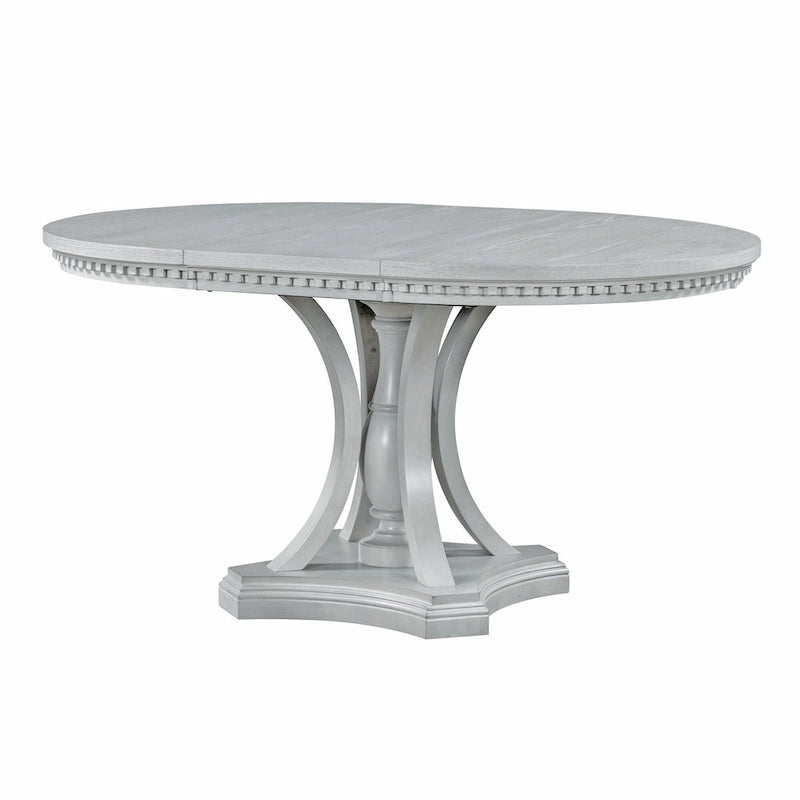 Juego de comedor redondo retro extensible gris antiguo para 5 personas (mesa + 4 sillas)