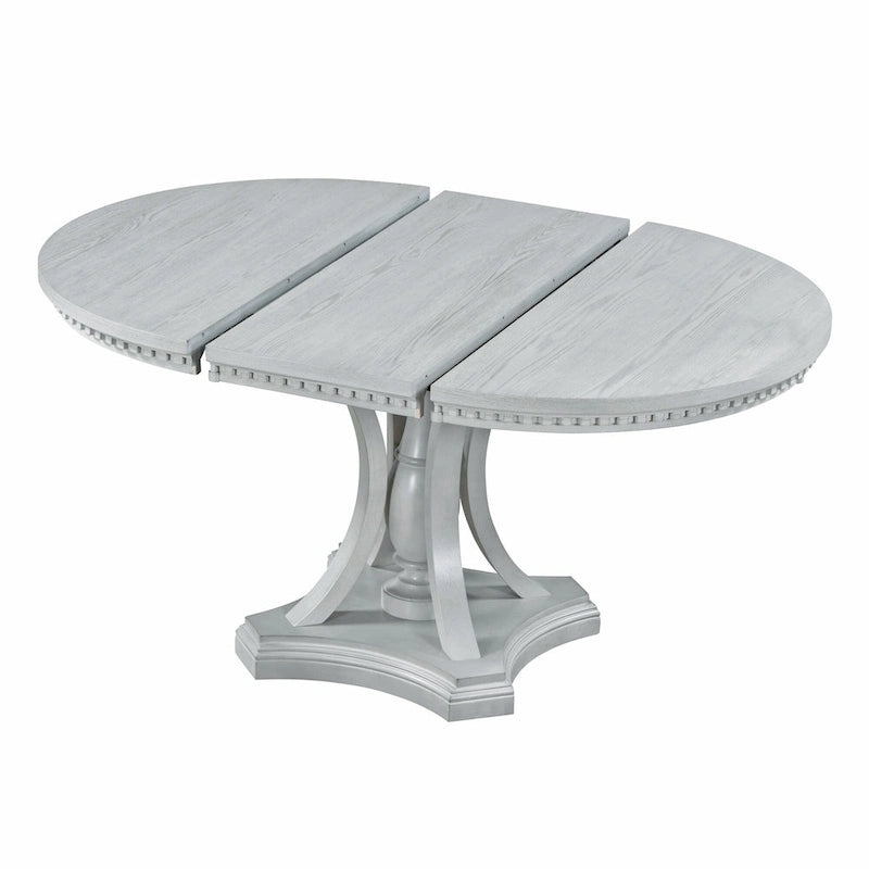 Juego de comedor redondo retro extensible gris antiguo para 5 personas (mesa + 4 sillas)