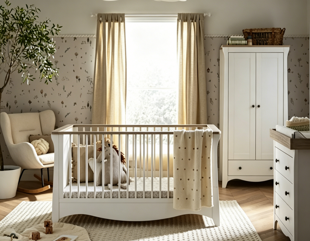 Cama de Plataforma Gris Claro y Nogal, Estilo Moderno, Matrimonial/Queen/King (para 1–2 personas)