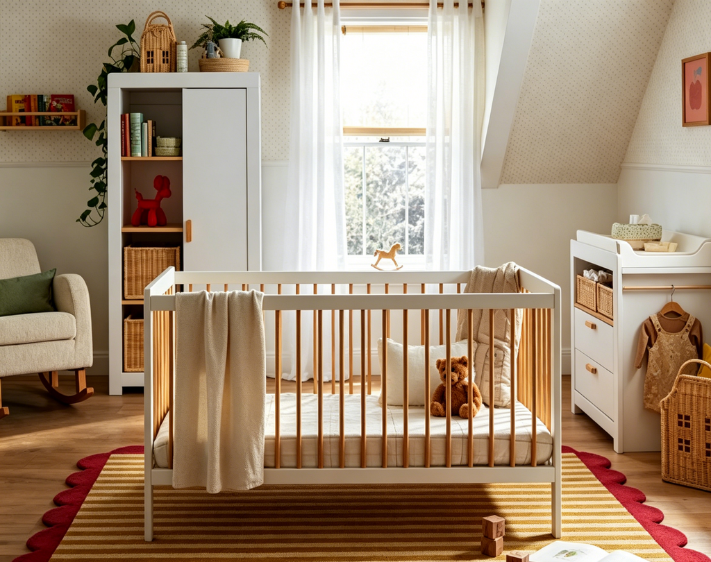 Cama de Plataforma Gris Claro y Nogal, Estilo Moderno, Matrimonial/Queen/King (para 1–2 personas)