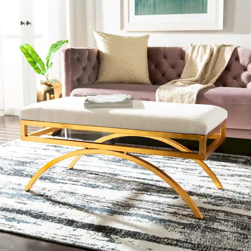 Banco Arc Tapizado Azul Marino/Dorado, un asiento – Disponible en 3 colores