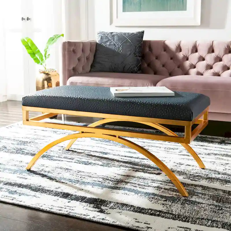 Banco Arc Tapizado Azul Marino/Dorado, un asiento – Disponible en 3 colores