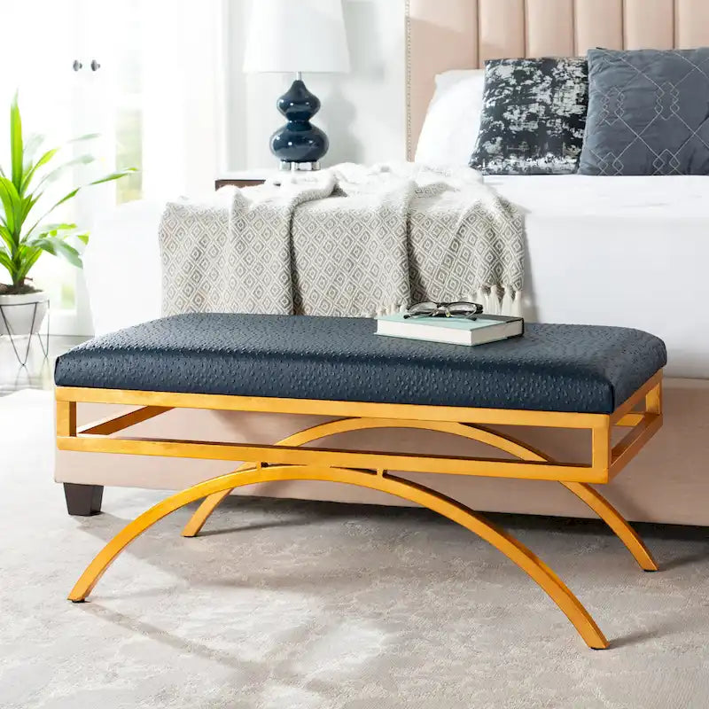 Banco Arc Tapizado Azul Marino/Dorado, un asiento – Disponible en 3 colores