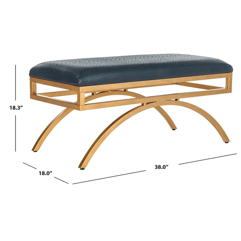 Banco Arc Tapizado Azul Marino/Dorado, un asiento – Disponible en 3 colores