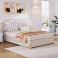 Cama Plataforma Queen Beige con Luces RGB y 4 Cajones, para 2 Personas