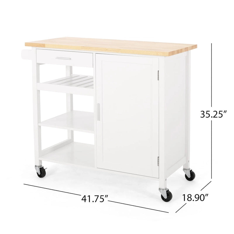 Carrito de cocina contemporáneo natural + blanco/negro/gris con ruedas, con capacidad para 1 persona