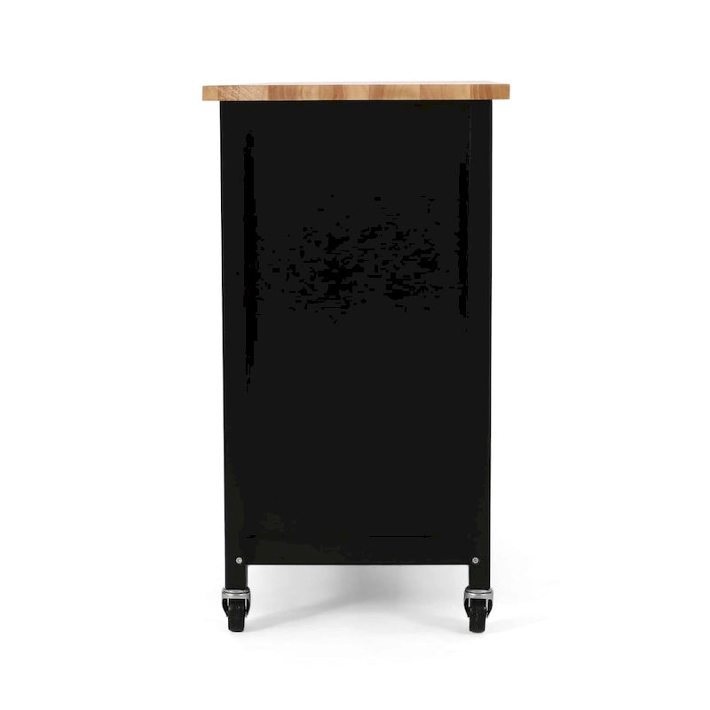Carrito de cocina contemporáneo natural + blanco/negro/gris con ruedas, con capacidad para 1 persona