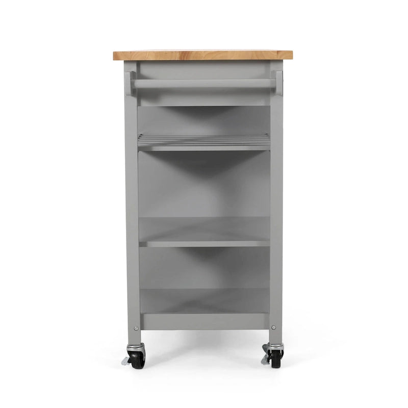 Carrito de cocina contemporáneo natural + blanco/negro/gris con ruedas, con capacidad para 1 persona