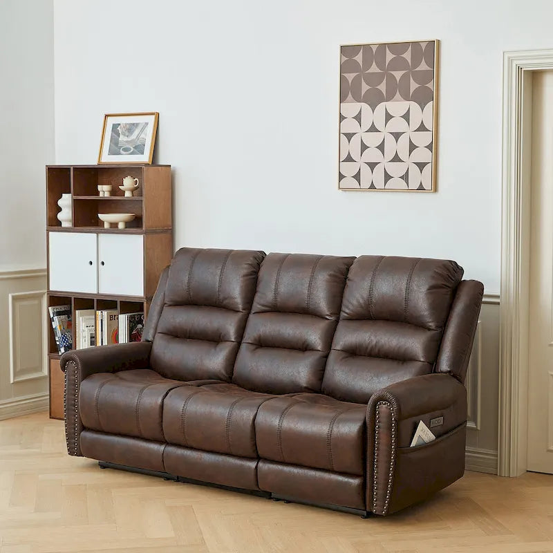 Sofá reclinable eléctrico negro con reposacabezas ajustable, 1 / 2 / 3 / 4 asientos