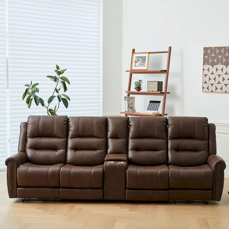 Sofá reclinable eléctrico negro con reposacabezas ajustable, 1 / 2 / 3 / 4 asientos