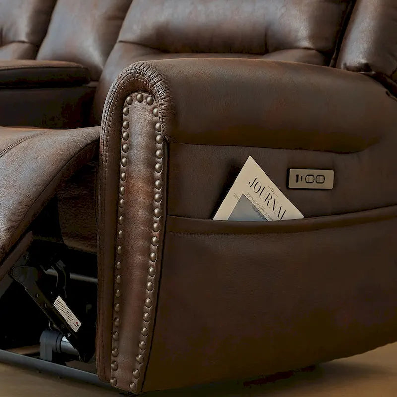 Sofá reclinable eléctrico negro con reposacabezas ajustable, 1 / 2 / 3 / 4 asientos