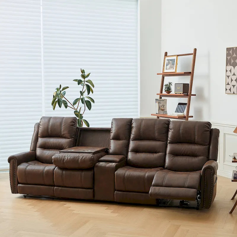 Sofá reclinable eléctrico negro con reposacabezas ajustable, 1 / 2 / 3 / 4 asientos
