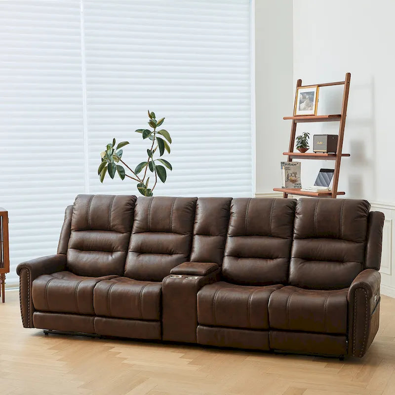 Sofá reclinable eléctrico negro con reposacabezas ajustable, 1 / 2 / 3 / 4 asientos