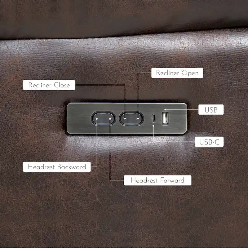 Sofá reclinable eléctrico negro con reposacabezas ajustable, 1 / 2 / 3 / 4 asientos