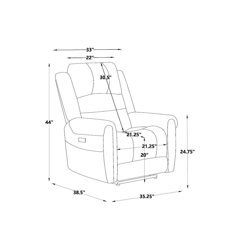 Sofá reclinable eléctrico negro con reposacabezas ajustable, 1 / 2 / 3 / 4 asientos
