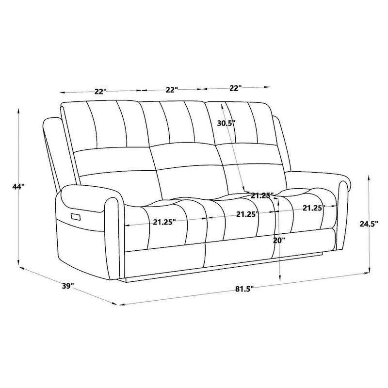 Sofá reclinable eléctrico negro con reposacabezas ajustable, 1 / 2 / 3 / 4 asientos