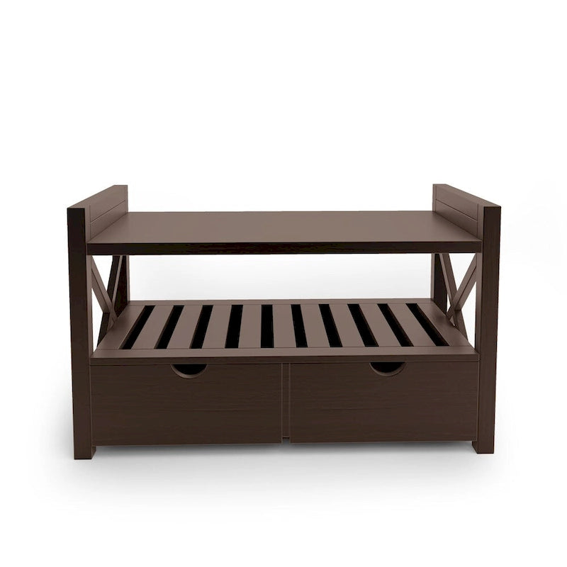 Banco de almacenaje para recibidor de 1 persona – Cerezo/Madera blanca