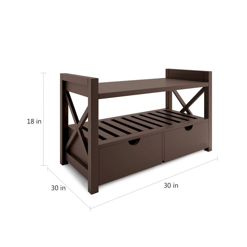 Banco de almacenaje para recibidor de 1 persona – Cerezo/Madera blanca