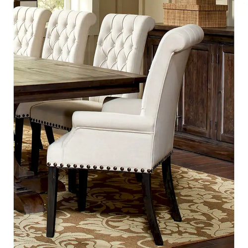 Sillón comedor tradicional beige, individual / juego de 2