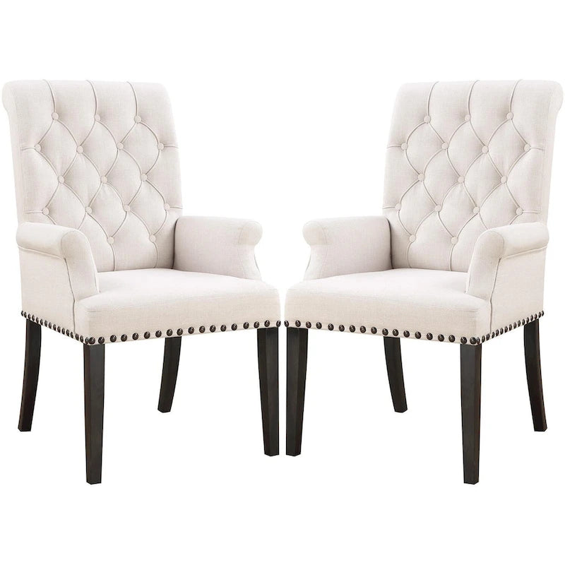 Sillón comedor tradicional beige, individual / juego de 2