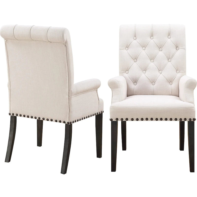 Sillón comedor tradicional beige, individual / juego de 2