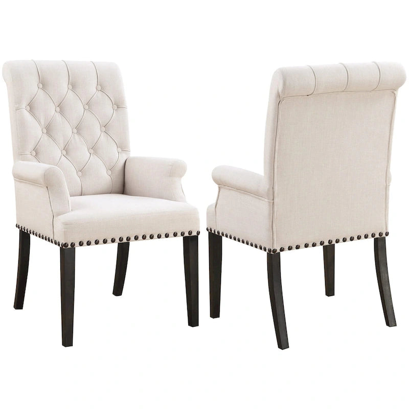 Sillón comedor tradicional beige, individual / juego de 2