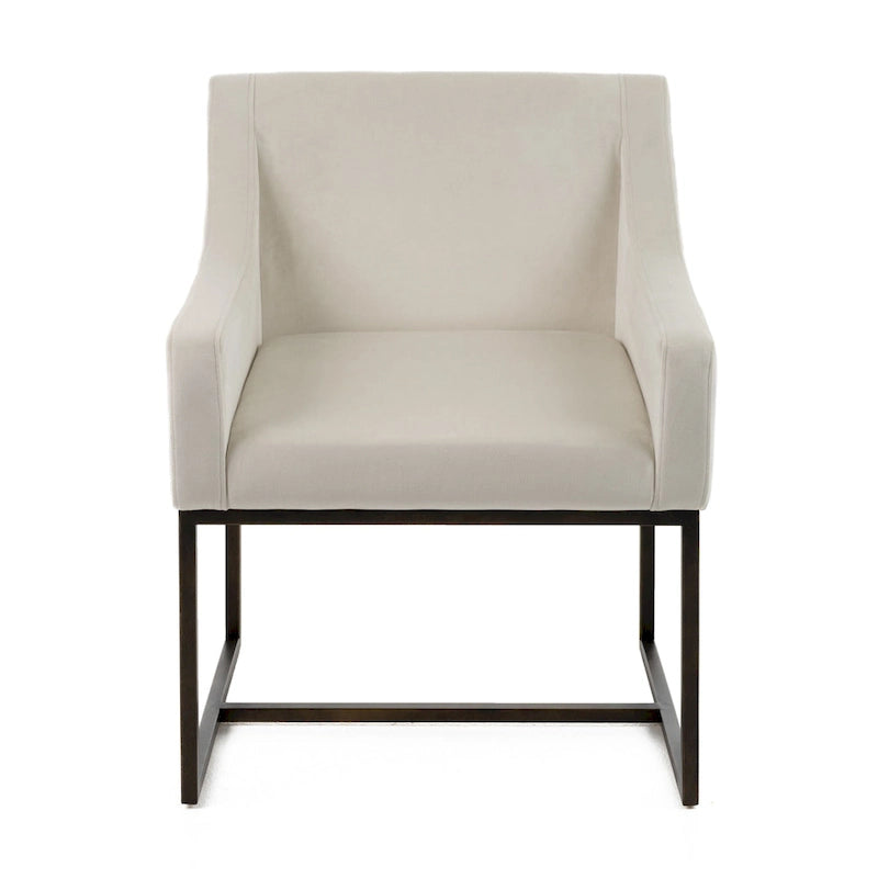 Silla de Comedor de Terciopelo Beige con Patas de Latón Antiguo, Estilo Moderno, 1 Asiento