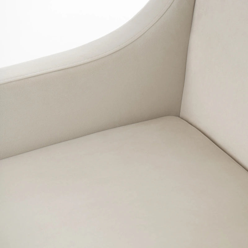 Silla de Comedor de Terciopelo Beige con Patas de Latón Antiguo, Estilo Moderno, 1 Asiento