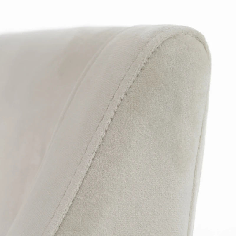 Silla de Comedor de Terciopelo Beige con Patas de Latón Antiguo, Estilo Moderno, 1 Asiento